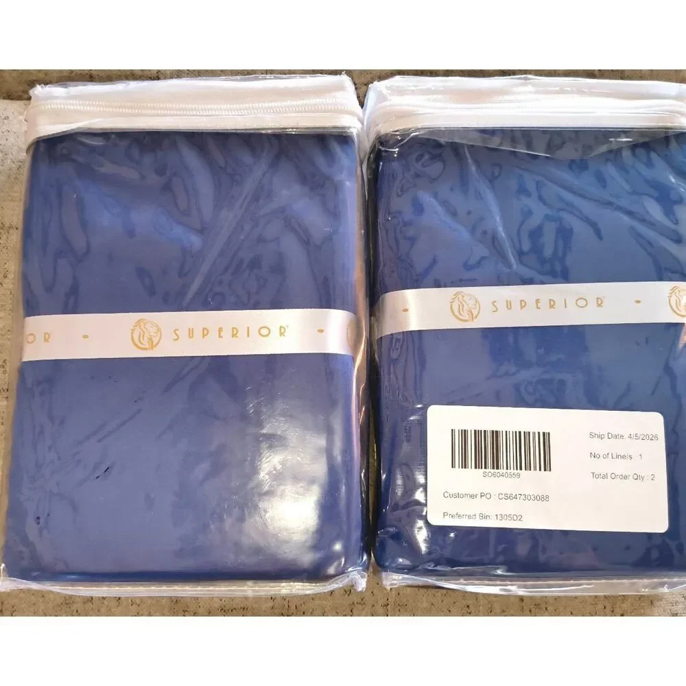 Lot of 2 (4 total) 1200 Thread Count 100% Egyptian Cotton Navy Blue Standard pil